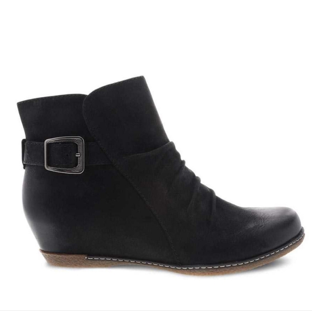 Dansko Women Lia Ankle Nubuck Leather Wedge Heels Boots shoes sz 40/9.5-10